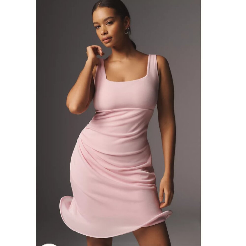 Anthropologie Mare Mare Sleeveless Square-Neck Mini Dress Pale Pink